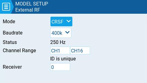 External RF з обраним CRSF