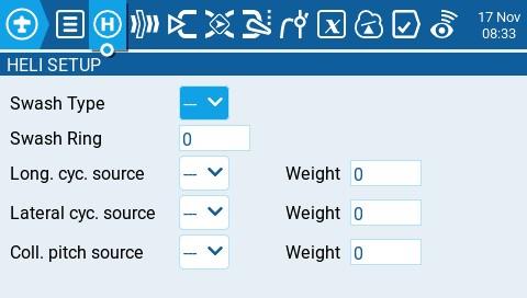 Heli Setup page